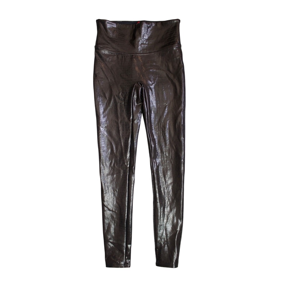 Spanx Faux‎ Leather Croc Embossed Leggings Brown Metallic 20303R Womens Medium
